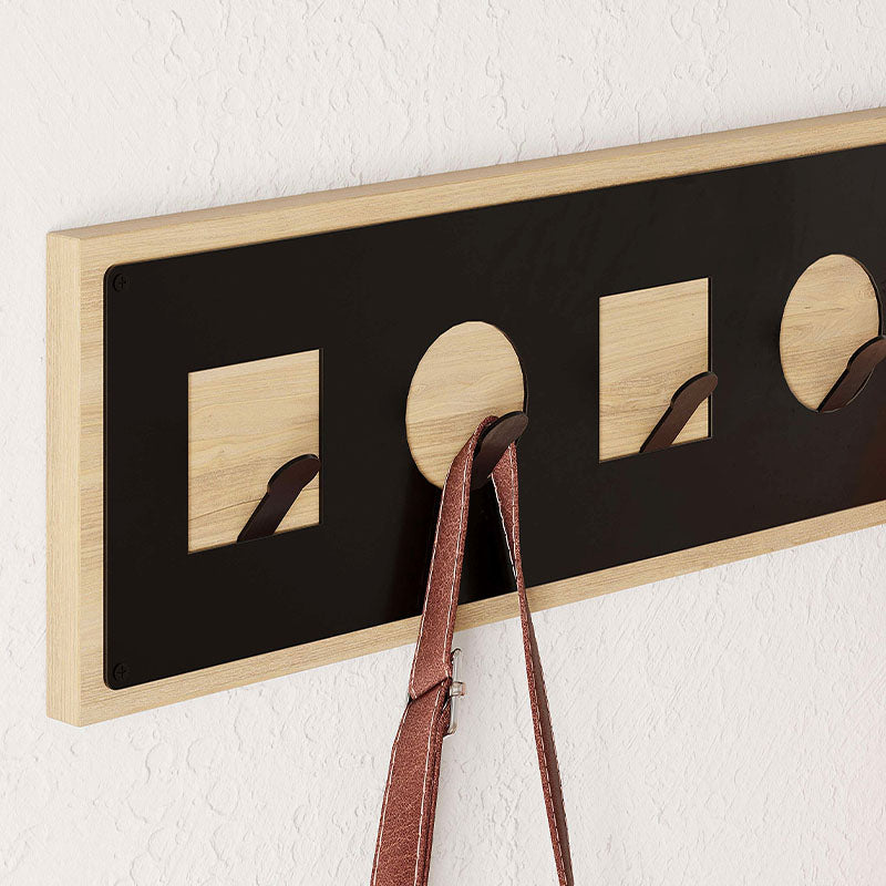 Wall Hanger SHORTY Oak - Black, featuring a sleek design with five metal hangers, perfect for stylish organization.